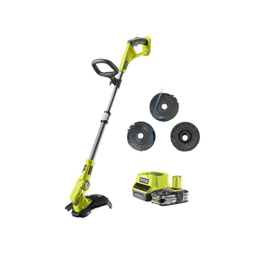 Ryobi Edge Trimmer – 18 V OnePlus RLT183225FPK3 – 2.5 Ah Battery – 2 Ah Charger – 3 Single Wire Bobbins