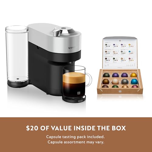 Nespresso Vertuo Pop+ Deluxe Coffee and Espresso Machine by De'Longhi, Silver