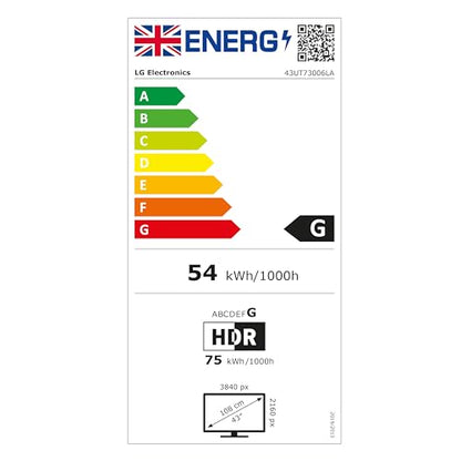 LG 43UT73006LA 43-Inch 4K UHD Smart TV, α5 AI Processor Gen7