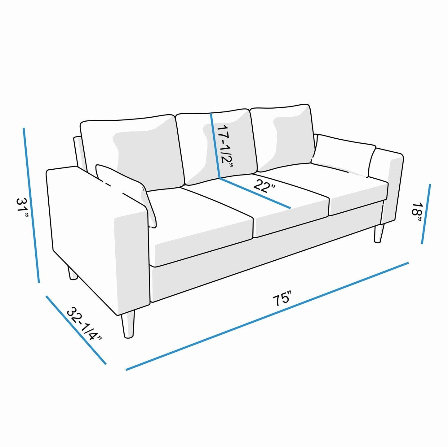 Grey Linen 3-Seater and 2-Seater Fabric Sofa Set with Pocket Spring Cushions and Solid Wood Legs