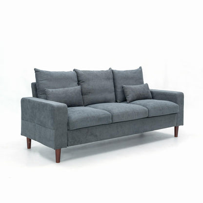 Grey Linen 3-Seater and 2-Seater Fabric Sofa Set with Pocket Spring Cushions and Solid Wood Legs
