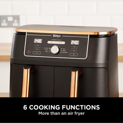 Ninja Foodi MAX Dual Zone Air Fryer, Amazon Exclusive, Tongs, 2 Drawers, 9.5L