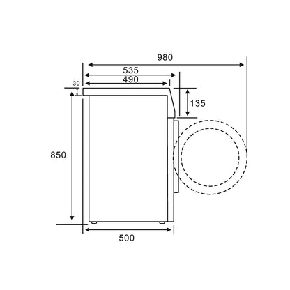 Midea MF200W70B/E Freestanding Washing Machine, BLDC Motor, Bright LED Display, Health Guard, Steam