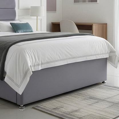 5ft King Size Divan Bed Set with Orthopaedic Mattress, 2 Storage Drawers and 26-Inch Headboard, Sierra Grey