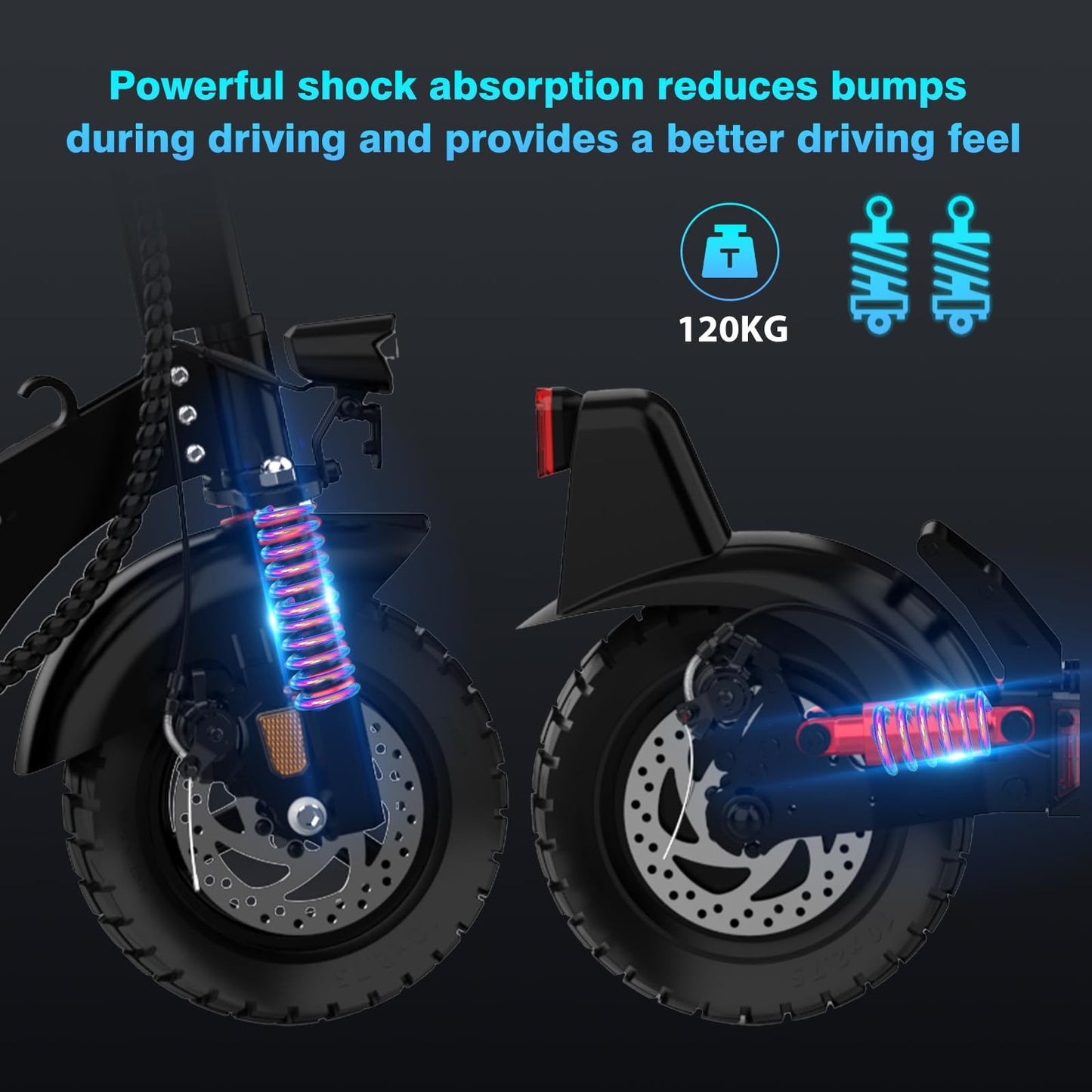 HITWAY Electric Scooter Adult 10 Inch, 15.6-27AH Battery 500W Motor