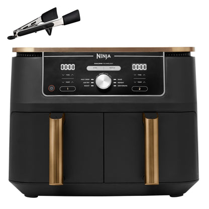 Ninja Foodi MAX Dual Zone Air Fryer, Amazon Exclusive, Tongs, 2 Drawers, 9.5L