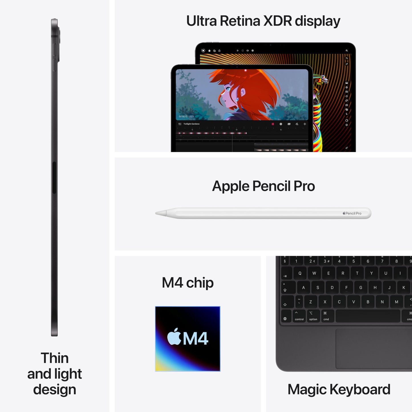 Apple iPad Pro 11-inch (M4): Ultra Retina XDR display, 512GB, Landscape 12MP Front Camera/12MP Back Camera