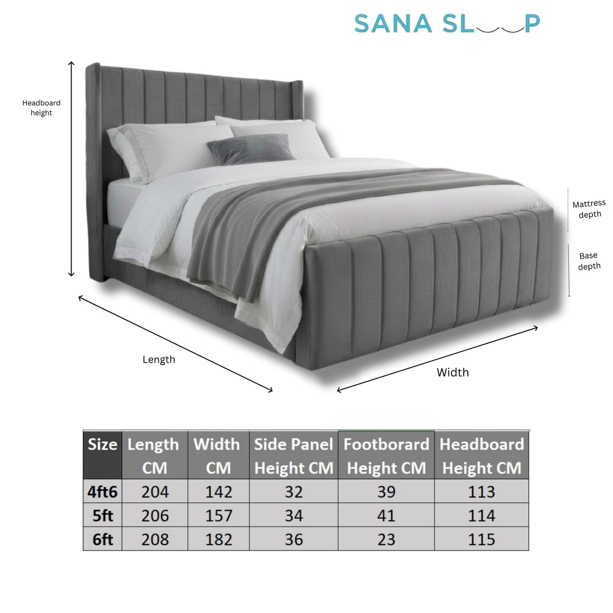 Small Double Ottoman Gas Lift Bed Frame with Concealed Storage in Plush Grey Fabric