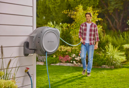 GARDENA 20502, Retractable Garden Hose Reel 75' x 1/2" Hose, Wall Mounted
