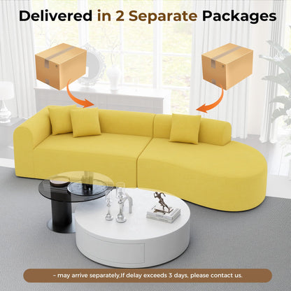 315cm Modular Boneless Corner Sofa in Yellow Chenille with Memory Foam Cushions and No Assembly Required