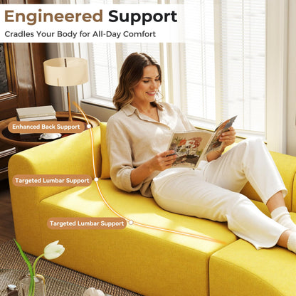 315cm Modular Boneless Corner Sofa in Yellow Chenille with Memory Foam Cushions and No Assembly Required