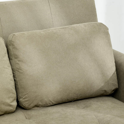 2-Seater Sofa Bed Settee in Snow Flannel with 3-Position Recline and Pull-Out Bed, 120cm, Light Brown
