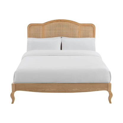 Annecy Natural Rattan Bed Frame with Sprung Slat Base and Curved Headboard