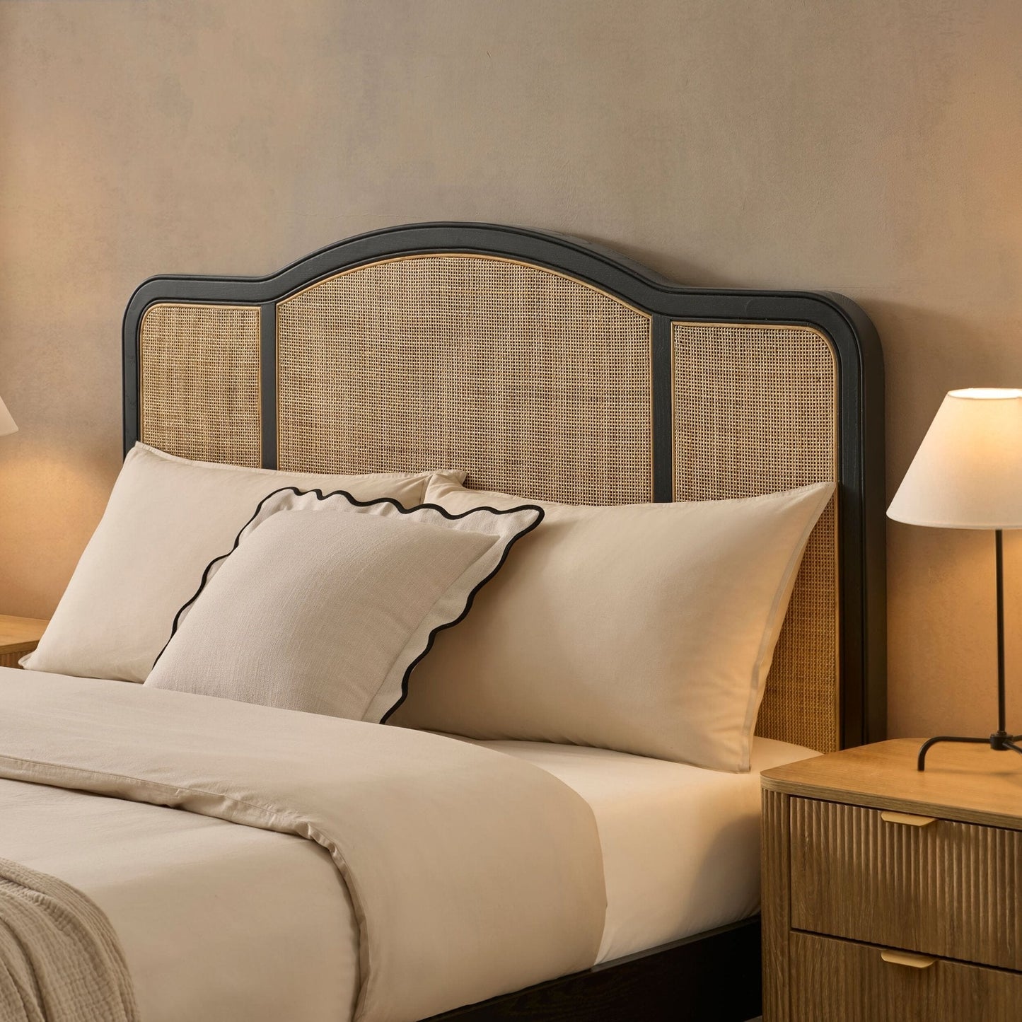 Annecy Rattan Bed Frame with Sprung Slat Base and Curved Headboard