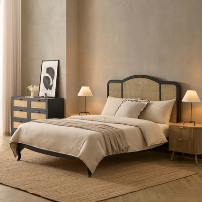 Annecy Rattan Bed Frame with Sprung Slat Base and Curved Headboard