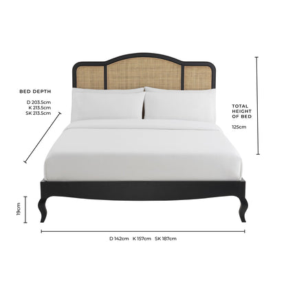 Annecy Rattan Bed Frame with Sprung Slat Base and Curved Headboard