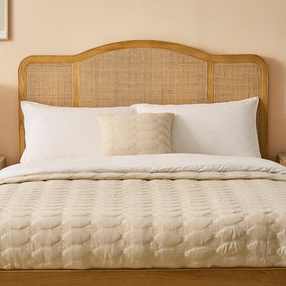 Annecy Natural Rattan Bed Frame with Sprung Slat Base and Curved Headboard