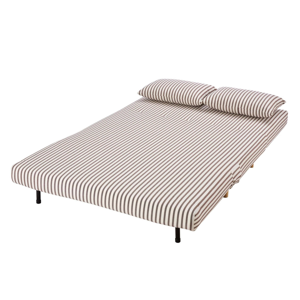 Seattle Double Click-Clack Sofa Bed in Woven Chocolate Stripe with Removable Back Cushions