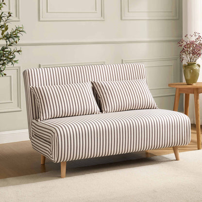 Seattle Double Click-Clack Sofa Bed in Woven Chocolate Stripe with Removable Back Cushions